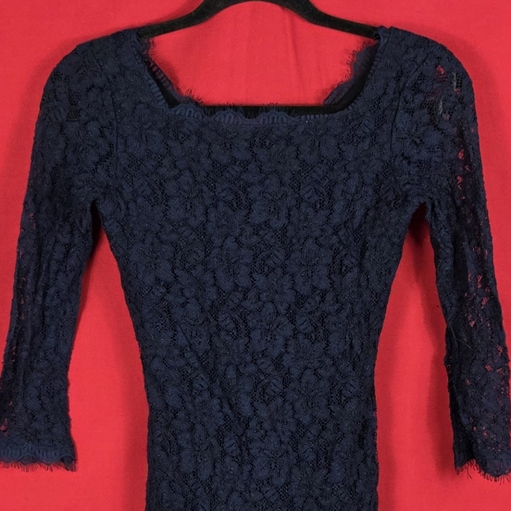 DIANE VON FURSTENBURG Zarita Lace Dress Navy Blue Size 0 ASO‎ Meghan Markle - Picture 3 of 7